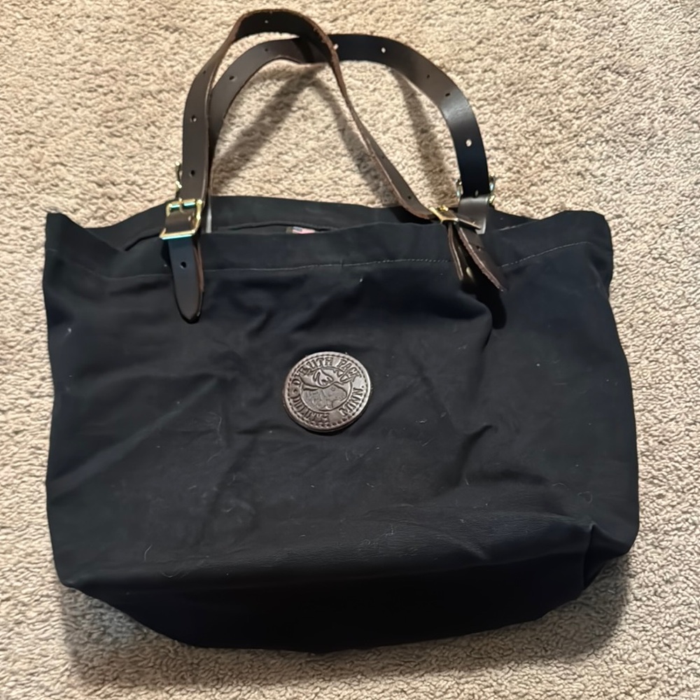 Duluth Pack - Black Canvas Tote Bag with Leather Handles